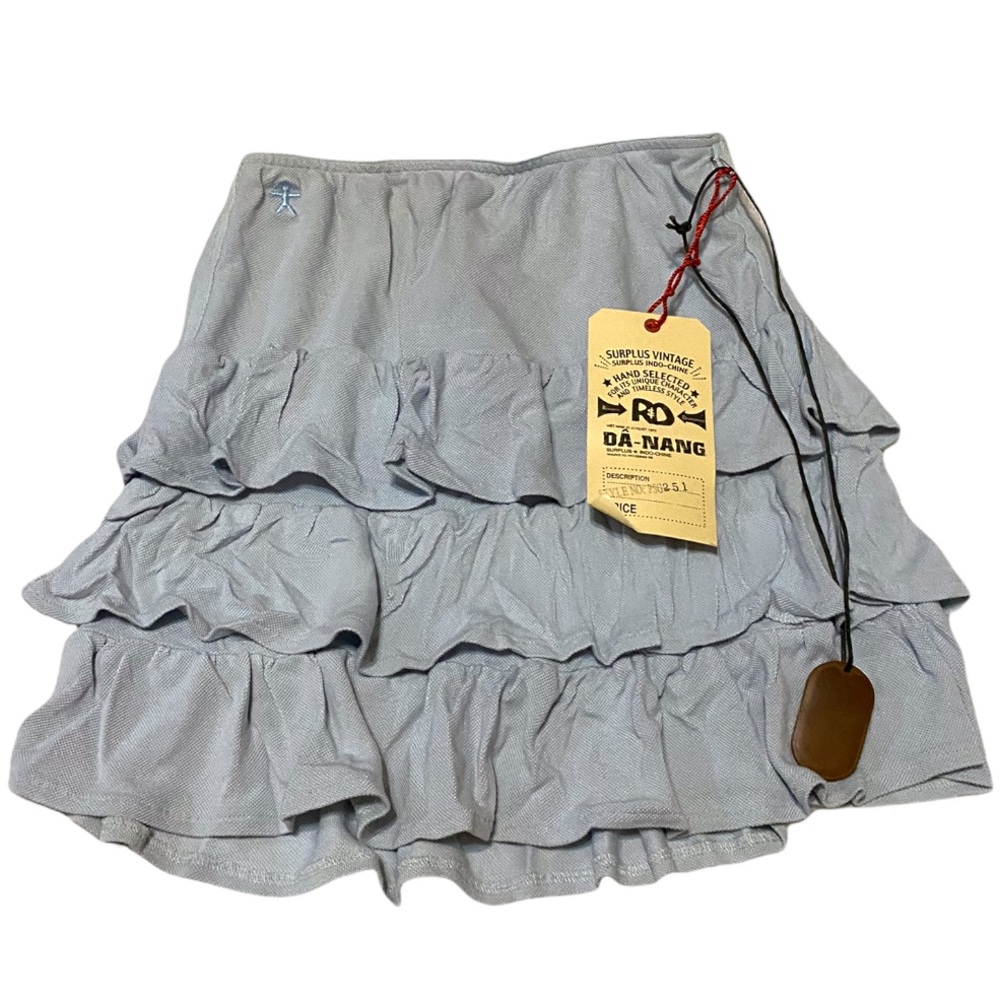 Da-Nang Silk Light Blue Tired Ruffle Skirt